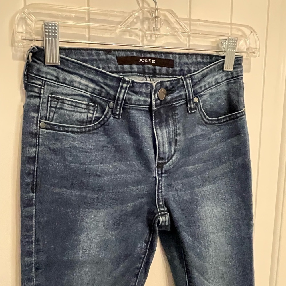 Joes girls size 14 dark wash straight skinny leg denim jeans tulip fringe bottom - Picture 4 of 14